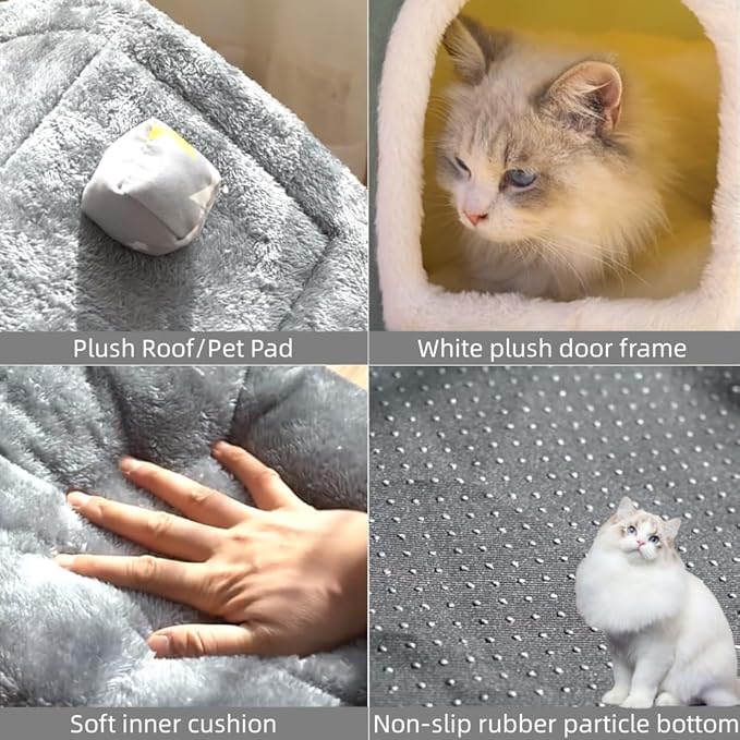 Dog House Indoor, Foldable Soft Kennel Bed Warm Cat Nest Puppy Cave with Cushion for Small Medium Large Dogs Cats (L-Within 30 lbs)