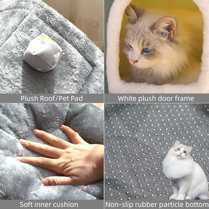 Dog House Indoor, Foldable Soft Kennel Bed Warm Cat Nest Puppy Cave with Cushion for Small Medium Large Dogs Cats (M-Within 17 lbs)