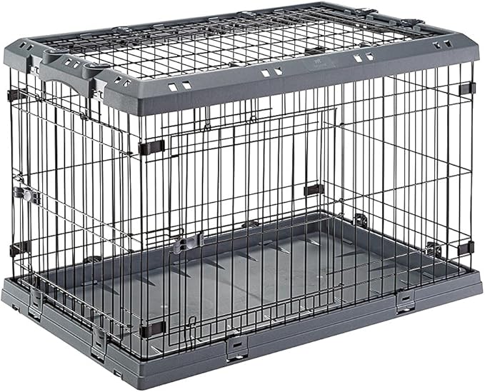 Ferplast Superior Hybrid ECO Dog Crate and Playpen, Environmentally Friendly Dog Crate Made with Recycled Plastic, 36-Inch, Gray