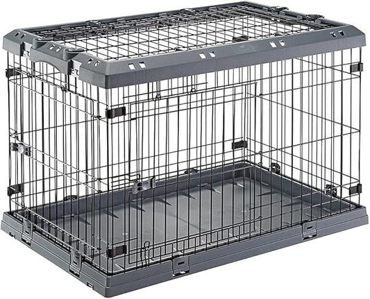 Ferplast Superior Hybrid ECO Dog Crate and Playpen, Environmentally Friendly Dog Crate Made with Recycled Plastic, 36-Inch, Gray