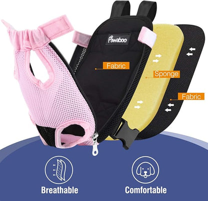 Pawaboo Pet Carrier Backpack, Adjustable Pet Front Cat Dog Carrier Backpack Travel Bag, Legs Out, Easy-Fit for Traveling Hiking Camping for Small Medium Dogs Cats Puppies, Medium, Pink