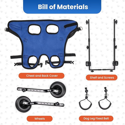 Dog Wheelchair for Back Legs, Dog Wheelchair for Small Dog, Adjustable Pets Cart with Wheels, Doggy Wheelchairs for Disabled Hind Legs, Dog Leg Brace and Hip Support (Small)