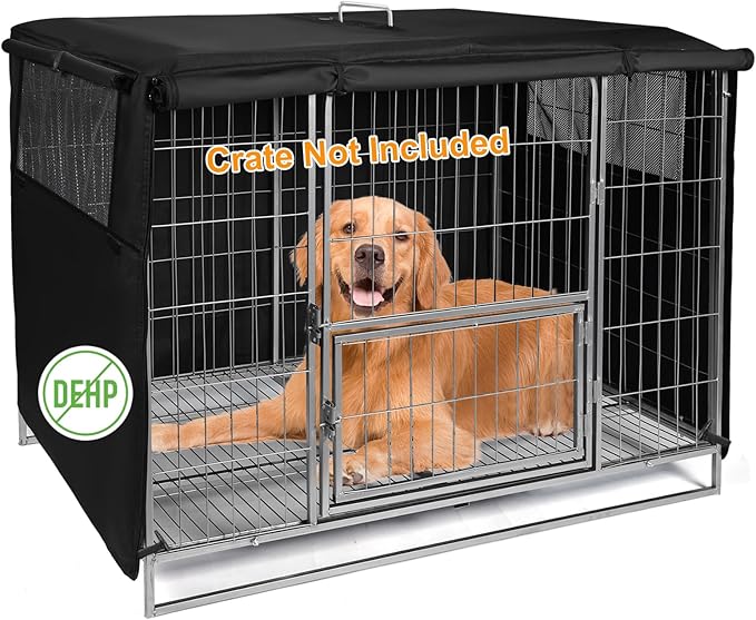 42 inch Dog Crate Cover Double Door, Low Odor 600D Oxford Fabric Kennel Cover, 2 Breathable Mesh Windows, Indoor Outdoor Dog Crate Cover 42 inch (NO CAGE)
