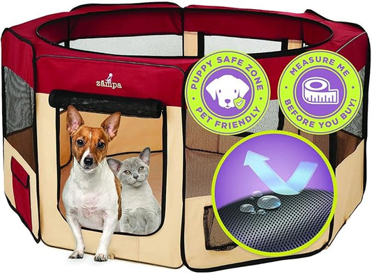 Zampa Pop Up Portable Large 61"x61"x30" Playpen for Dog and Cat, Foldable | Indoor/Outdoor Pen & Travel Pet Carrier + Carrying Case