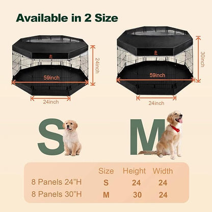 PJYuCien Puppy Playpen Indoor - 8 Panels 24”H Dog Playpen with Storage Bag, Bottom and Top, Better for Small Pets