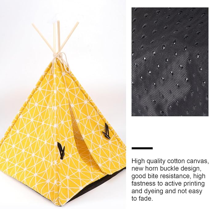 POPETPOP Dog Teepee Tent : Cat Teepee Triangle Pet Teepee Washable Cat Teepee Tent Indoor Dog House for Small Dogs