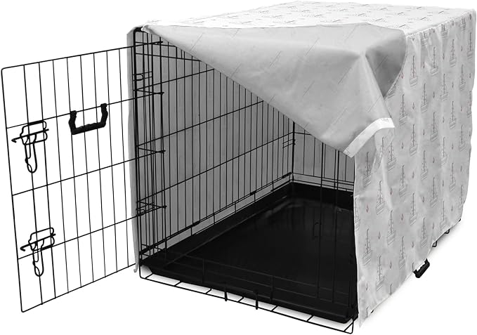 Lunarable Sail Boat Dog Crate Cover, Heart Patterned Sail with Anchor Ships Transportation Nautical, Easy to Use Pet Kennel Cover for Medium Large Dogs, 42 Inch, Blush Black White
