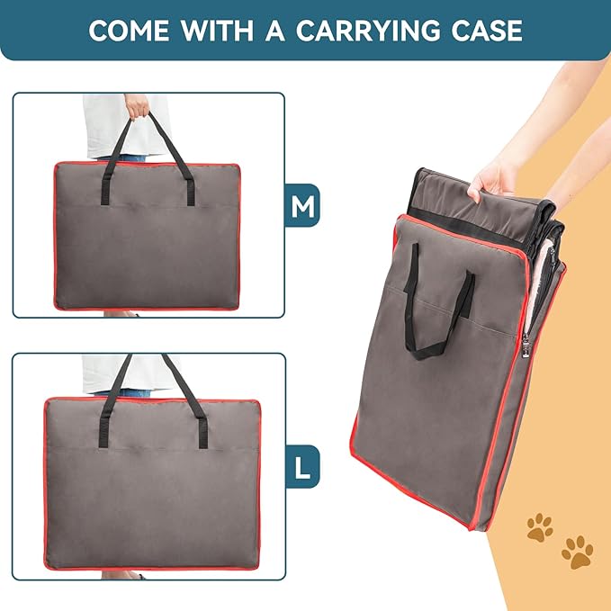 PETSFIT Portable Dog Crate, Collapsible Dog Crate - 24 Inch with Thicken Mat, Easy to Fold, Sturdy and Portable, Perfect for Traveling, Soft Dog Kennel Army Green