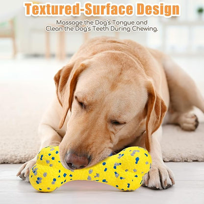Upgrade Bone Dog Balls Tough Dog Toys for Aggressive Chewers, Indestructible Chew Bone Toy Tennis Balls for Large Breed (Yellow)