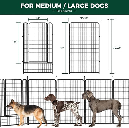 FXW Rollick Dog Playpen for Yard, RV Camping, 50 inch 16 Panels for Large Dogs│Patented