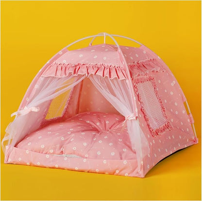 Cat Princess Bed Tent House - Kitty Cute Tent Indoor,Small Dog House Indoor/Outdoor Cave Nest Bed Small Dog Tent for Cat,Puppy Tent (15.7"x15.7"x14.5"/Pink)