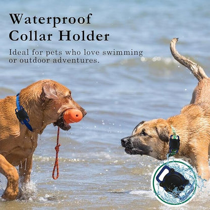 Dog Tracker, Pet Location Tracker with Collar Holder for Dogs Smart Device, Item Finder Waterproof & No Monthly Fee, Compatible with iOS Find My, Non-GPS Tracker (Black and Blue)