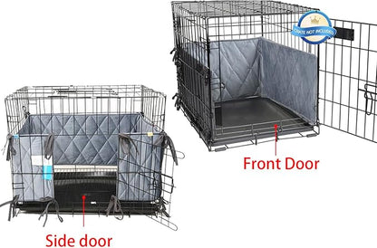 Gray Dog Crate Bumpers with Ties - Tail Protector, 42"X28"X10"