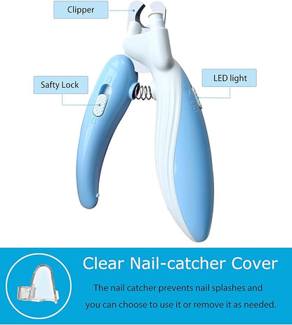 Cat Dog Pet Nail Clippers with Light, Llluminates Cat Dog Nails or Bloodline,Safety Pet Nail Clipper for Dogs, Cats, Rabbits Sharp No Nail Splitting (Pink)