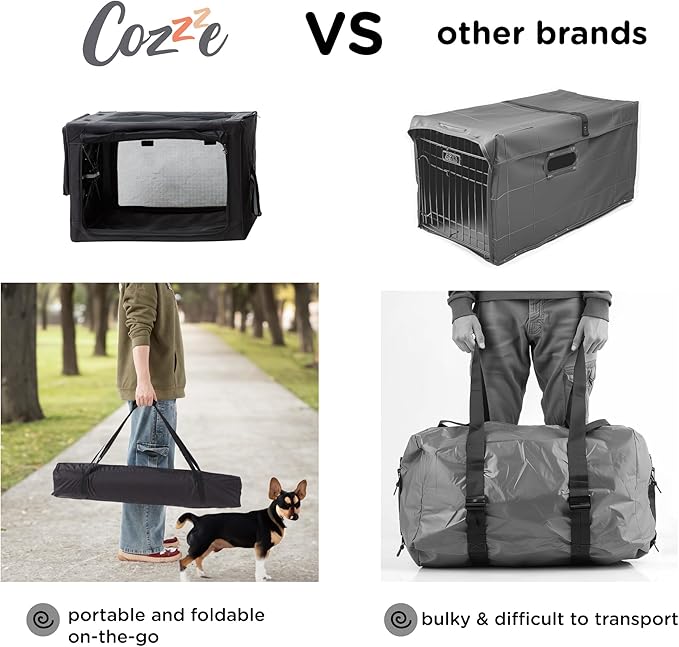 Collapsible Dog Crate - 32 Inch Portable Foldable Travel Crates for Medium Dogs with Detachable Storage Bag, Removable Pad, and Mesh Windows for Outdoor & Indoor (Black)