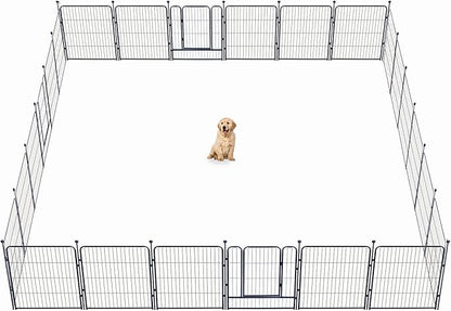Dog Playpen,32/40/45 Inch Height in Heavy Duty, Folding Indoor Outdoor Anti-Rust Dog Exercise Fence, Portable Pet Playpen with Door for Large Medium Small Dogs and Pet (24 Panels, 32 Inch) Silver