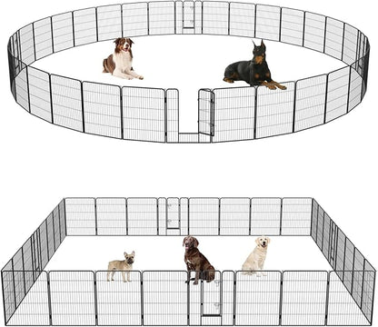 FDW Dog Playpen Dog Pen Dog Kennel 32 Panels 40 Inch Hight Indoor Outdoor Folding Metal Portable Puppy Exercise Pen Heavy Duty Dog Fence for Yard Camping,Black