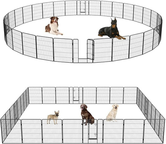 FDW Dog Playpen Dog Pen Dog Kennel 32 Panels 40 Inch Hight Indoor Outdoor Folding Metal Portable Puppy Exercise Pen Heavy Duty Dog Fence for Yard Camping,Black