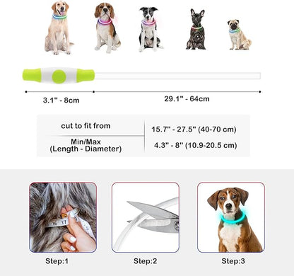 Light Up Dog Collars, Single-Color USB Rechargeable Dlitk LED Dog Collar 1 Count, TPU Cuttable Size Glow Collar for Dogs, Dog Collar Light, Please Do Not Use Fast Charging (Cyan)