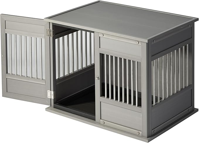 New Age Pet Horizon Pet Crate - Durable ECOFLEX with Stainless Steel Spindles, Bone-Shaped Latches, Easy Access Door, Stylish Design, 10-Year Warranty, Available in 3 Sizes & 2 Colors