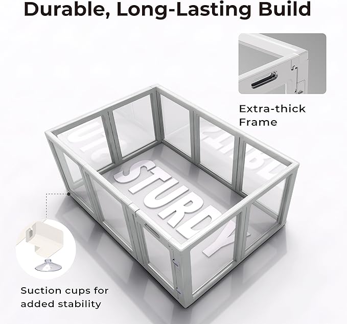 Clear Acrylic Plastic Dog Playpen Indoor,for Puppy Cat Rabbit Ferret Transparent Pet Pen,Easy Assemble Enclosure,Preferable for Small Dogs (6 Panels (White))