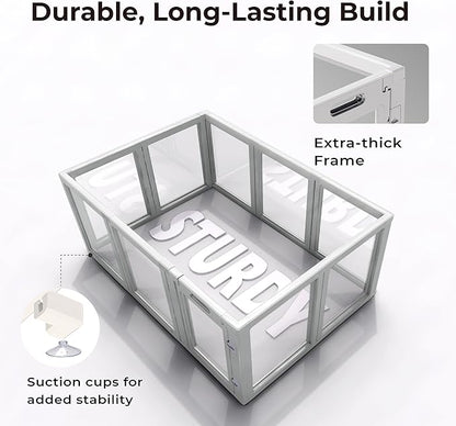 Clear Acrylic Plastic Dog Playpen Indoor,for Puppy Cat Rabbit Ferret Transparent Pet Pen,Easy Assemble Enclosure,Preferable for Small Dogs (6 Panels (White))