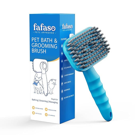 Pet Grooming Brush for Dogs and Cats, Versatile Bathing and Massaging Brush for Short and Long Hair Pets (Sky Blue)