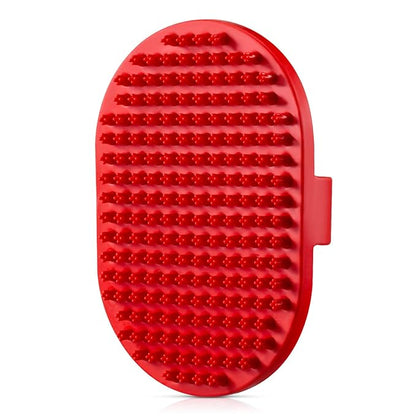 Dog bath brush, ROPO rubber massage pet shampoo brush, used for pet grooming, removing shedding fur, combing tangles and dead fur, suitable for pet dogs and cats (red)