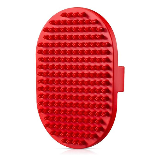Dog bath brush, ROPO rubber massage pet shampoo brush, used for pet grooming, removing shedding fur, combing tangles and dead fur, suitable for pet dogs and cats (red)