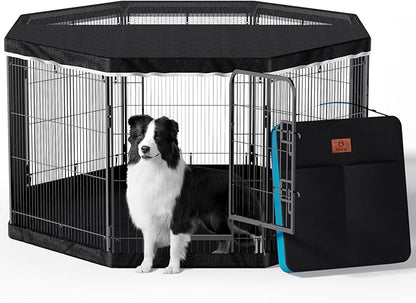 PJYuCien Dog Playpen Plus Storage Bag for Camping, 32" H Dog Pen with Extra Hard Bottom and Top，Heavy Duty Foldable Puppy Playpen for Puppies/Small and Medium Dogs, 8 Panels