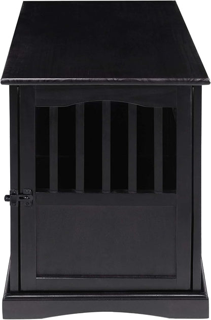 Casual Home Wooden Indoor Dog Crate House Kennel End Table Night Stand Furniture with Lockable Latch for Small to Medium Pets, Black