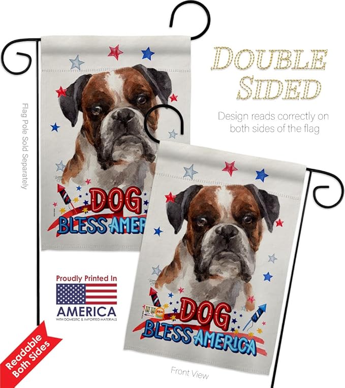 Breeze Decor Patriotic Brindle Boxer Garden Flag 2pcs Pack Dog Puppy Spoiled Paw Canine Fur Pet Nature Farm Animal Creature House Decoration Banner Small Yard Gift Double-Sided, Made in USA