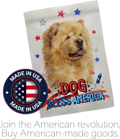 Breeze Decor Patriotic Cream Chow House Flag Pack Dog Puppy Spoiled Paw Canine Fur Pet Nature Farm Animal Creature Applique Decoration Banner Small Garden Yard Gift Double-Sided, Made in USA