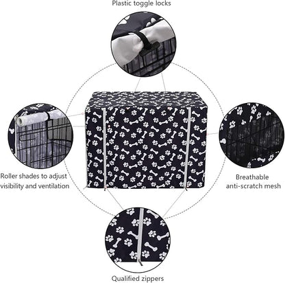 Geyecete Large Dog Crate Cover - Fits 24-48 Inch Crates for Small, Medium, Large Dogs - Bed With Cover (Crate Not Included) - Black-42