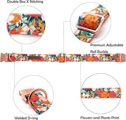 Lionheart glory Premium Floral Dog Collars Spring Dog Collar, Adjustable Heavy Duty Girl Dog Collar for XLarge Dogs