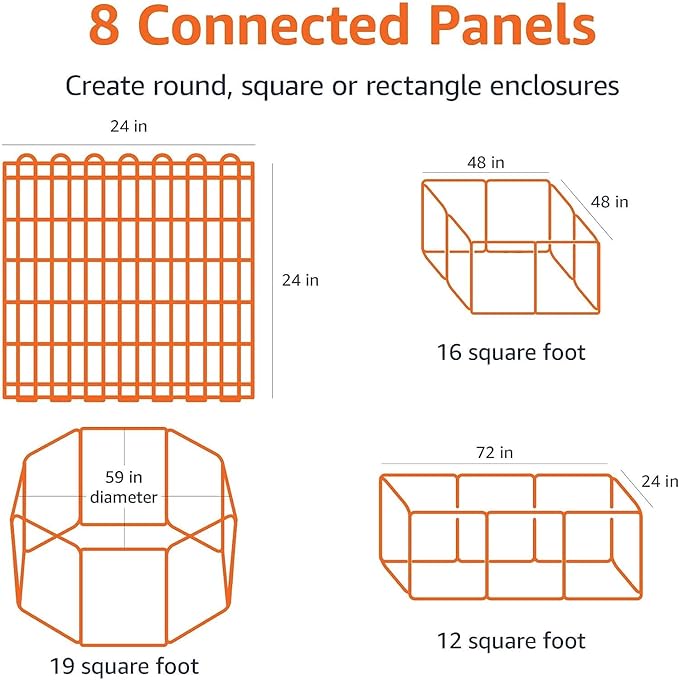 Amazon Basics Foldable Octagonal Metal Exercise Puppy / Dog Playpen - Indoor/Outdoor, Single Door, Extra Small (8 Panels, 24 x 24), Easy to assemble and store, 24" - Puppy, Black