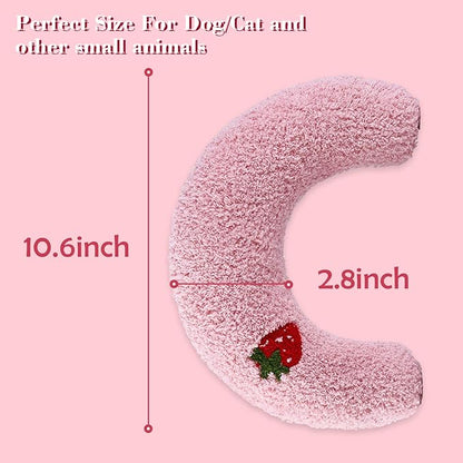 T'CHAQUE Dog Pillow Bed, Cat Calming Pillow, Dog Neck Pillow for Joint Relief Sleeping, Ultra Soft Half Donut Cuddler, Pillow Pet for Upper Spine Support, Doggy/Kitten Pillow Training Toy, Pink