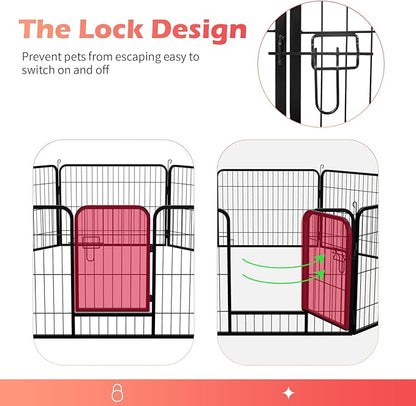 FDW Dog Playpen Dog Pen Dog Kennel 32 Panels 24 Inch Height Indoor Outdoor Folding Metal Portable Puppy Exercise Pen Heavy Duty Dog Fence for Yard Camping,Black