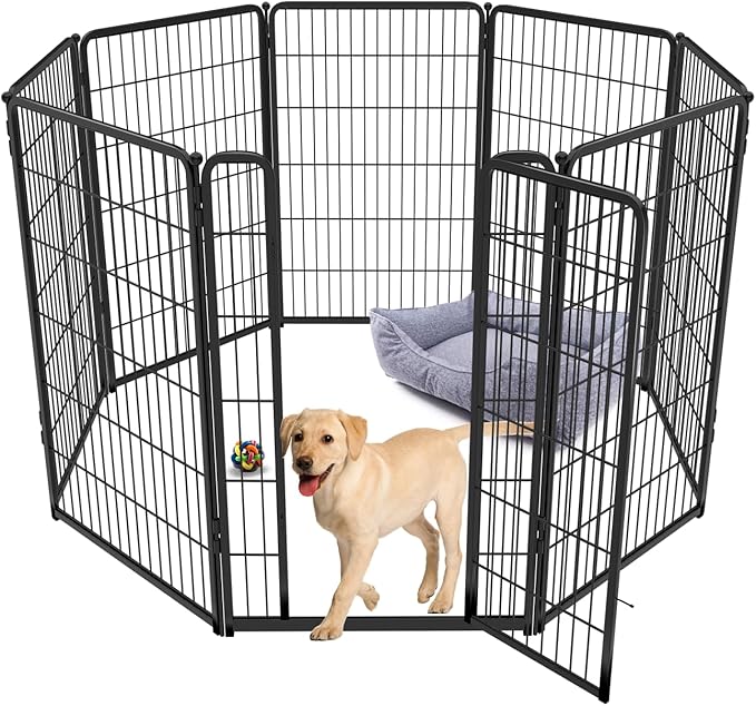 FXW Homeplus Dog Playpen for Indoor Use - Stress-Free and Safe Play, Heavy Duty 45 Inch 8 Panels Dog Pen for Large Dogs, Black│Patented