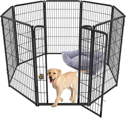FXW Homeplus Dog Playpen for Indoor Use - Stress-Free and Safe Play, Heavy Duty 45 Inch 8 Panels Dog Pen for Large Dogs, Black│Patented