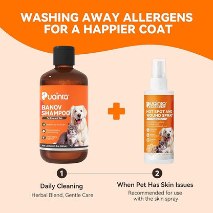 Dog & Cat Shampoo for Itchy Skin Relief, Hypoallergenic, Unscented, 16oz