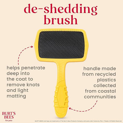 Burt’s Bees for Pets Large Slicker Brush for Dogs with Thick or Curly Hair with Handle Made from Recycled Plastics Collected from Coastal Communities | De-Shedding Dog Brush Removes Knots and Matting