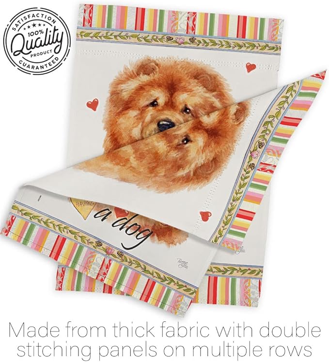 Breeze Decor Chow Happiness Garden House Flag Set Dog Puppy Spoiled Paw Canine Fur Pet Nature Farm Animal Creature Decoration Banner Small Yard Gift Double-Sided, Made in USA
