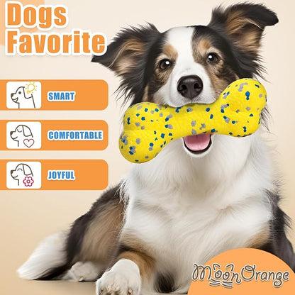 Upgrade Bone Dog Balls Tough Dog Toys for Aggressive Chewers, Indestructible Chew Bone Toy Tennis Balls for Large Breed (Yellow)
