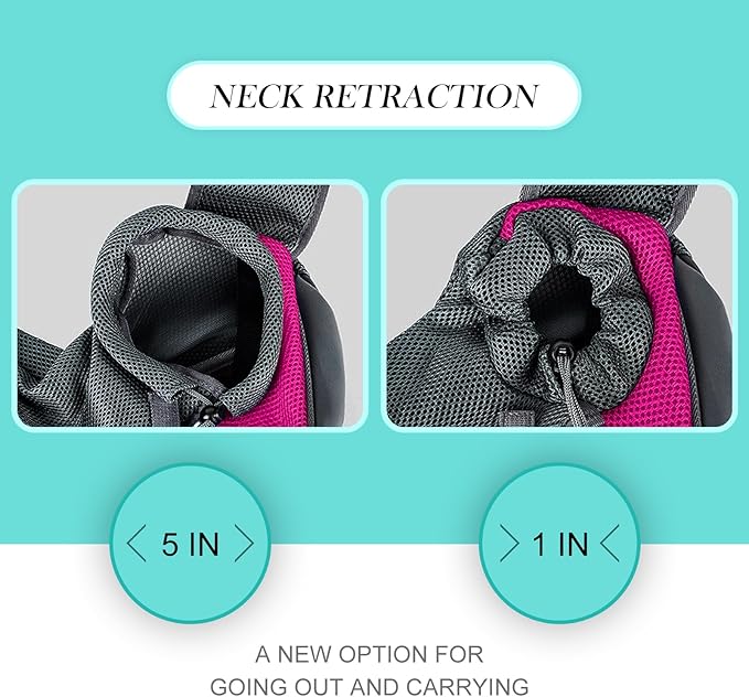 Pet Dog Sling Carrier, Breathable Mesh Adjustable Puppy Sling Carrier Hand Free for Small Dog Cat, M, Rose