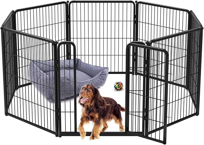 FXW Homeplus Dog Playpen for Indoor Use - Stress-Free and Safe Play, Heavy Duty 32 Inch 8 Panels Dog Pen for Puppies, Small and Medium Dogs, Black│Patented