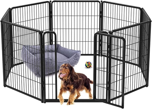 FXW Homeplus Dog Playpen for Indoor Use - Stress-Free and Safe Play, Heavy Duty 32 Inch 8 Panels Dog Pen for Puppies, Small and Medium Dogs, Black│Patented