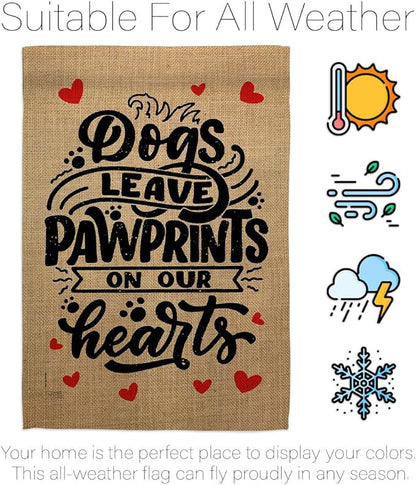 Breeze Decor Leave Pawprints House Flag Pack Dog Puppy Spoiled Paw Canine Fur Pet Nature Farm Animal Creature Vintage Applique Banner Small Garden Yard Gift Double-Sided, Made in USA