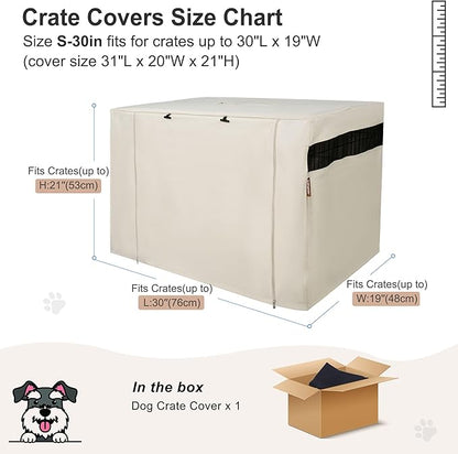 HiCaptain Polyester Dog Crate Cover - Durable Windproof Pet Kennel Cover for Wire Crate Indoor Outdoor Protection (30 inches, Light Tan)