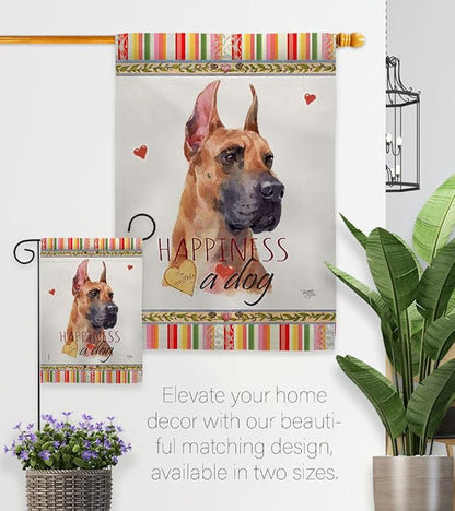 Breeze Decor Fawn Dane Happiness House Flag Set Dog Puppy Spoiled Paw Canine Fur Pet Nature Farm Animal Creature Decoration Banner Small Garden Yard Gift Double-Sided, Made in USA